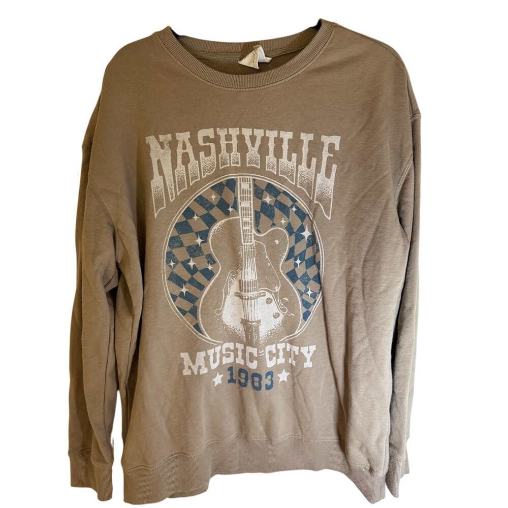 "Nashville Music City"‎ graphic pullover by Lotus Fashion, Large